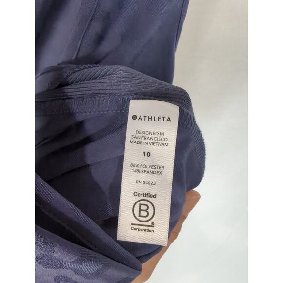 Athleta Brooklyn Textured Jumpsuit V Neck Leopard Print Purple Blue 10 - Picture 11 of 12